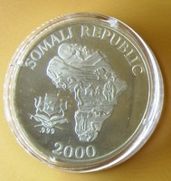Ezüst 10 dollár 2000.Afrika /Szomália / 999, finomságú ezüst , súly 1 uncia.