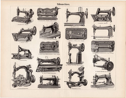 Varrógépek, egyszín nyomat 1896, német nyelvű, eredeti, varrógép, Viktoria, Veritas, Nova