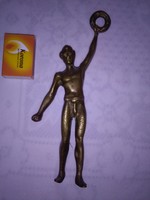 Régi, tömör réz szobor - férfi olimpiai koszorúval - 22 cm, 65 dkg