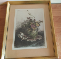 (K) little Theresia floral still life etching