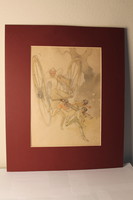 Schadl János: Ördögszekér, 1913, akvarell, ceruza, papír, festmény, grafika