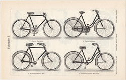 Kerékpár, bicikli, motorbicikli I., II, egyszínű nyomat 1905, német nyelvű, motor, Corona, Gritzners