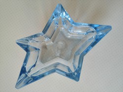 Csillag alakú kék üveg mécsestartó