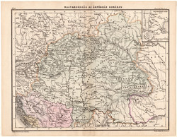 Magyarország az Árpádház korában térkép 1880, eredeti, Magyarország, iskolai atlasz, történelmi 