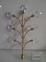 Metal - branch - 24 cm with crystal leaf 4 x 2.5 cm - branch 24 x 14 cm - branch end threaded - new