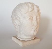 Régi faragott kő szobor fej kőszobor vintage dekoráció 21 cm