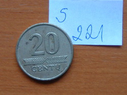 LITVÁNIA 20 CENTU 1997 S221