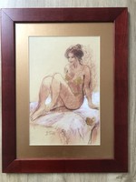 Oil on wood nude b. Tóth edit frame - an excellent investment