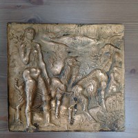 Régi iparműveszeti Meszlényi János bronz dombormű