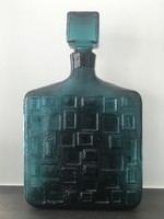 Retro olasz Empoli díszüveg türkizzöld színben,  30 cm magas