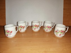 Régi rózsás porcelán kávés csésze készlet 5 személyes