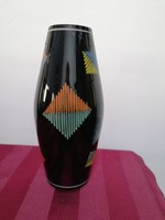 Retro mintás fekete üveg váza 
