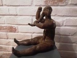 Kerényi Jenő " Fésülködő nő" terrakotta szobor, garanciával, jelzett darab most LEÁRAZVA!!!