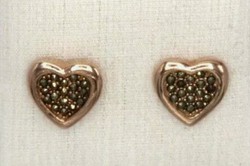 Marcasite gemstone sterling silver /925/ earrings, 14k rose gold-plated--new