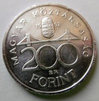 Ezüst 200 Ft Magyar Nemzeti Bank  1992 T1