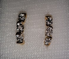 Diamond Gem Sterling Silver 14k Gold Plated / 925 / Earrings -New