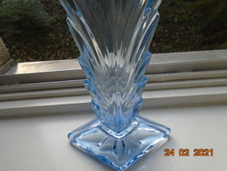 Szecessziós vastagfalú Bohémiai  kék üveg váza