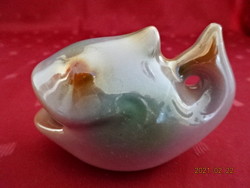 Craftsman ceramic figure, fish made with colored glaze, length 8 cm. He has! Jokai
