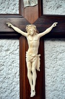 58. Antique, bone of Jesus Christ (15 cm huge dimensions!) 40 Cm crucifix, imposing