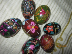  7 db festett fa húsvéti tojás dekoráció  