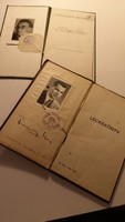 2 db papír régiség: Bizonyítvány 1945, Leckekönyv 1952-1958