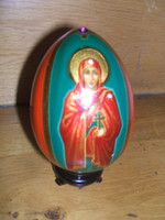 Gyönyörű Orosz ikon  tojás  alakú fára   festve