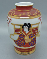 B145 Japán kézzel festett porcelán váza - csodaszép darab!