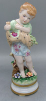 B214  Virággyűjtő kislány porcelán figura - gyűjtői ritkaság, hibátlan vitrin állapotú!