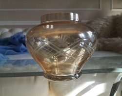 Amber cut decorative glass, vase