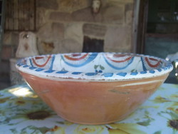 Large painted tile bowl-commata 30s intact condition