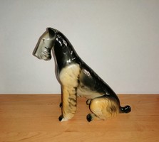 Hollóházi porcelán ülő foxterrier foxi kutya figura 17 cm (po-1) 