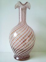 A rare Murano glass vase with a frilled mouth and an old stripe
