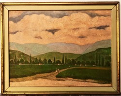 Böhm Lipót (1916 - 1995) A falu felé c. Képcsarnokos festménye 92x72cm EREDETI , GARANCIÁVAL !!!