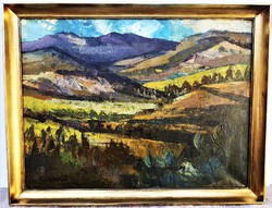 Csernó Judit (1925 - 2000) Dunántúli táj c. Képcsarnokos festménye 86x66cm EREDETI , GARANCIÁVAL !!!