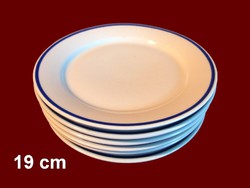 6 db kék csíkos alföldi porcelán süteményes tányér