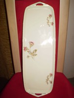 ROYAL IVORY KPM porcelán virágos kínáló tálca 46x15 cm. hibátlan