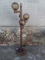 Floor lamp with spherical bulbs on a wooden base