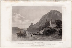 Visegrád a Dunánál, acélmetszet 1860, Hunfalvy, Rohbock, eredeti, környék, vár, Duna, metszet