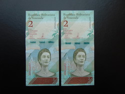 Venezuela 2 darab 2 bolivar 2018 Sorszámkövető Hajtatlan bankjegyek
