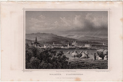 Kolosvár, acélmetszet 1864, Hunfalvy, Rohbock, eredeti, metszet, Erdély, Kolozsvár, Kolozs megye
