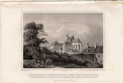 Nagyszeben, templom és kolostor, acélmetszet 1864, Hunfalvy, Rohbock, eredeti, metszet, Erdély, kép