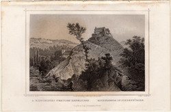 A Kisdisznódi templom, acélmetszet 1864, Hunfalvy, Rohbock, eredeti, képekben, Erdély, metszet