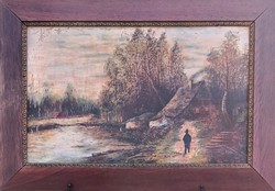 Ismeretlen festőművész – Erdei lak című festménye – 91.