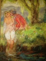 Ősrégi festmény - G.L. szignó - aukción, villámárral!