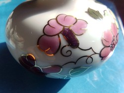 Zsolnay váza porcelán régi hibátlan pillangós 24 K aranyozással