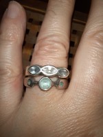 2 db együtt is hordható akvamarin ezüst gyűrű