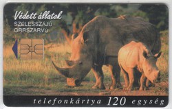 Magyar telefonkártya 0627  1998  Szélesszájú orrszarvú   50.000  darab 