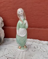 Ritkább Bodrogkeresztúri zöld ruhás  női  lány nipp , Gyűjtői darab