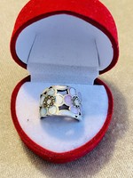 Tiffany stílusú antik ezüst gyűrű 