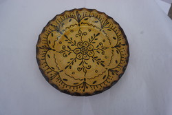 21 Cm. yellow, wind-pressed Tüskevár potter's faultless decorative wall plate for sale.